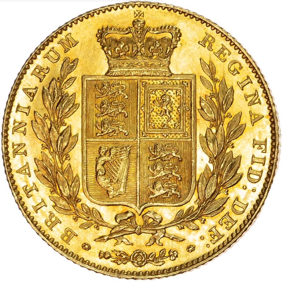 1845 Queen Victoria Shield Reverse Sovereign NGC MS 62