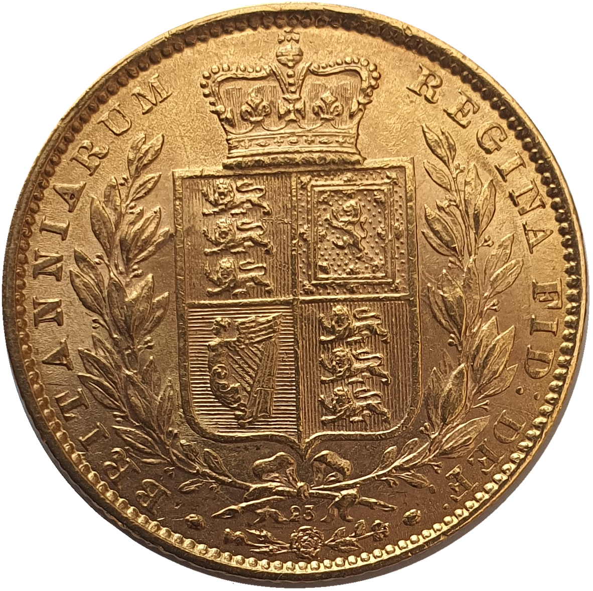 1864 Queen Victoria Shield Reverse Sovereign - #Die No25