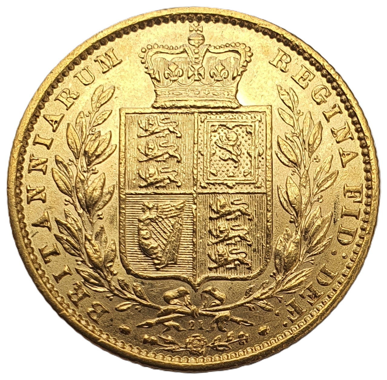 1865 Queen Victoria Shield Reverse Sovereign - #Die No21