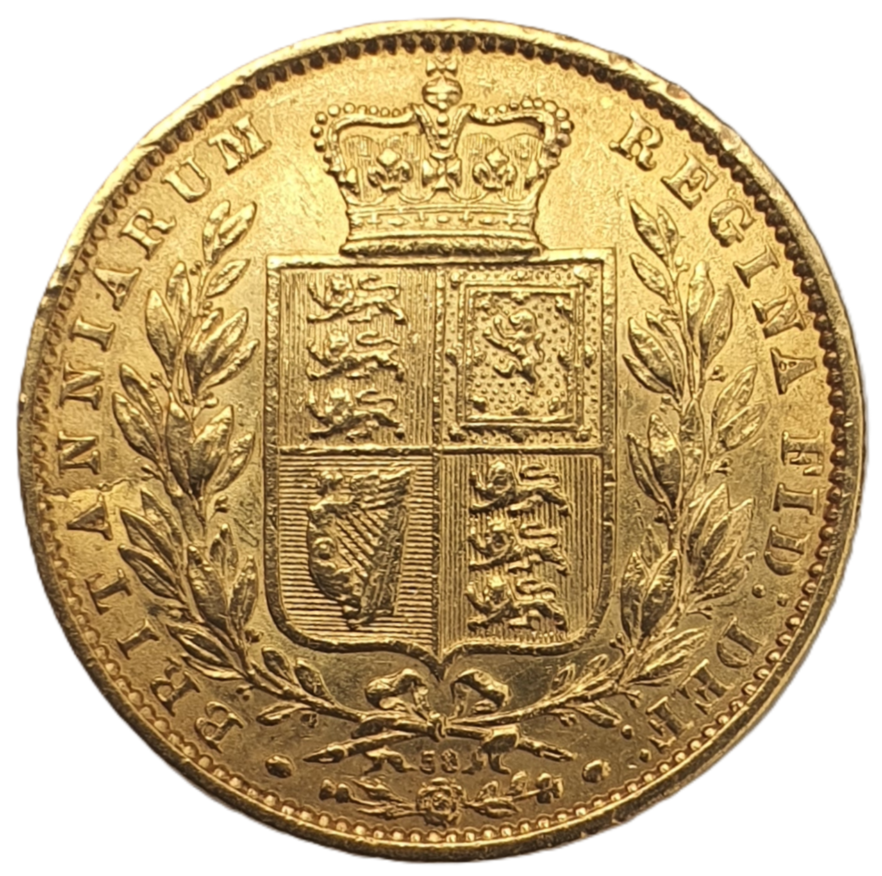 1866 Queen Victoria Shield Reverse Sovereign - #Die No59