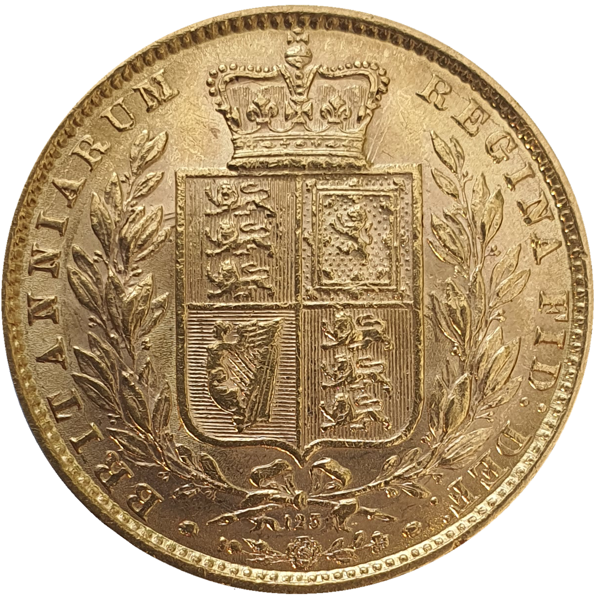 1870 Queen Victoria Shield Reverse Sovereign - Raised WW Die No123