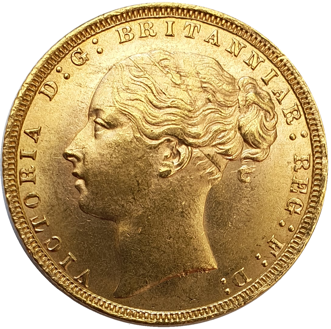 1871 Queen Victoria Young Head Gold Sovereign - NGC MS 64