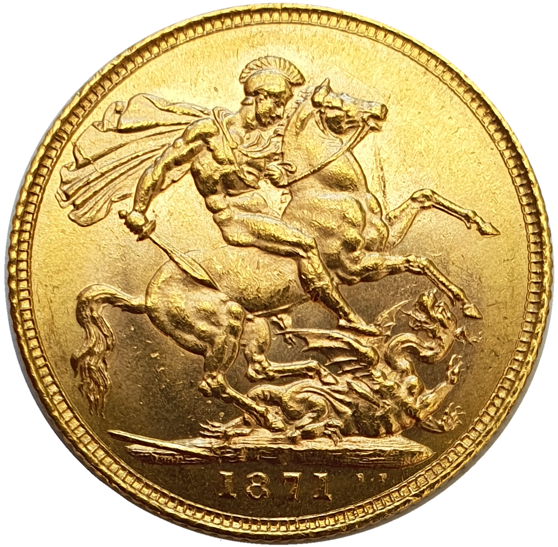 1871 Queen Victoria Young Head Gold Sovereign - NGC MS 64