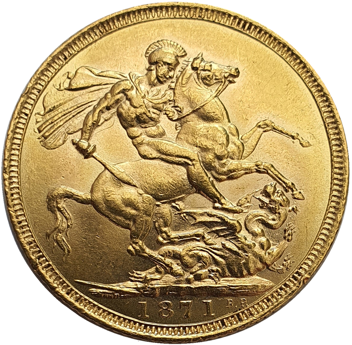 1871 Queen Victoria Young Head Gold Sovereign - Large B.P - NGC AU 58