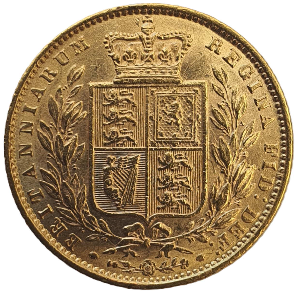 1872 Queen Victoria Shield Reverse Sovereign - No Die Number