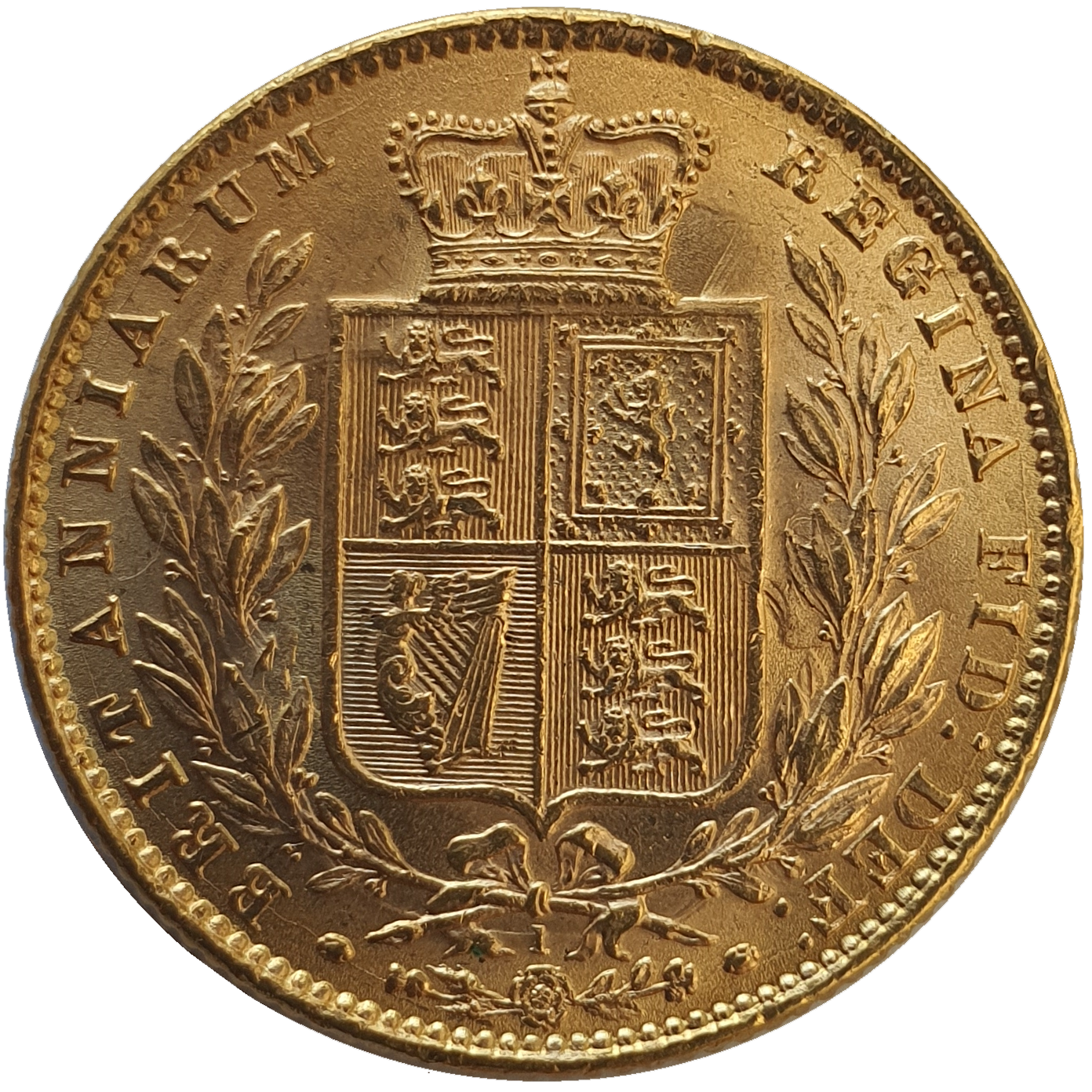 1872 Queen Victoria Shield Reverse Sovereign - Die # 1