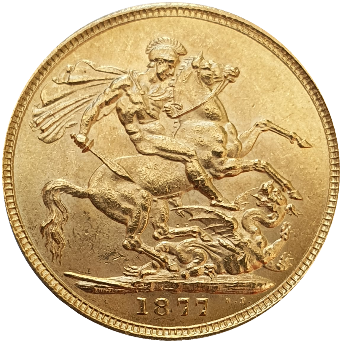 1877-M Queen Victoria Young Head Gold Sovereign