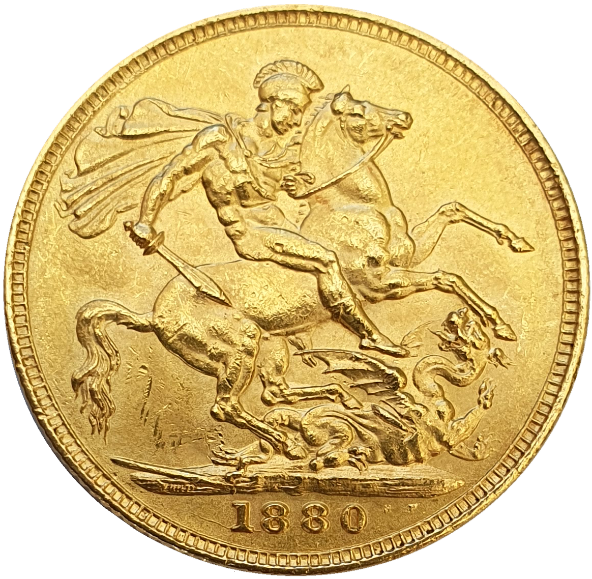 1880-M Queen Victoria Young Head Gold Sovereign