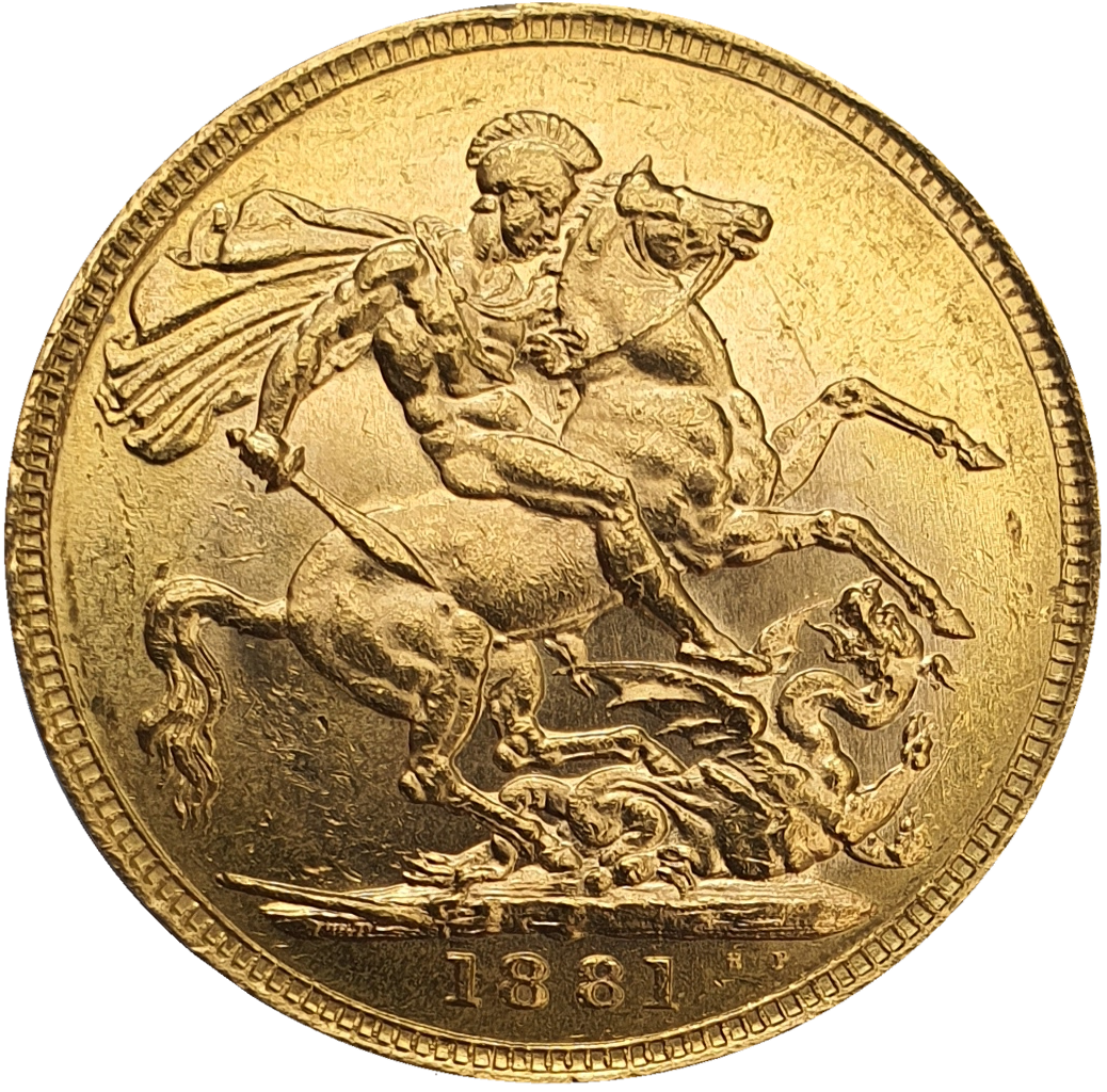 1881-M Queen Victoria Young Head Gold Sovereign