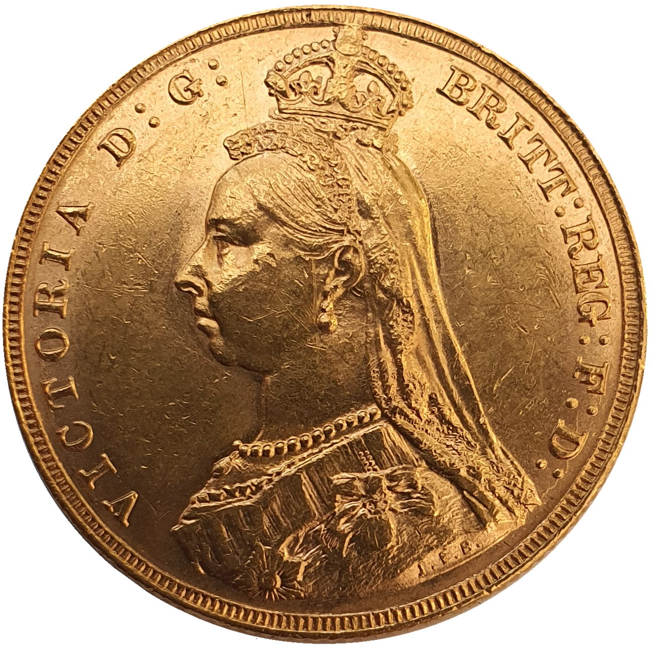 1887-M Queen Victoria Jubilee Head Gold Sovereign - DISH M7