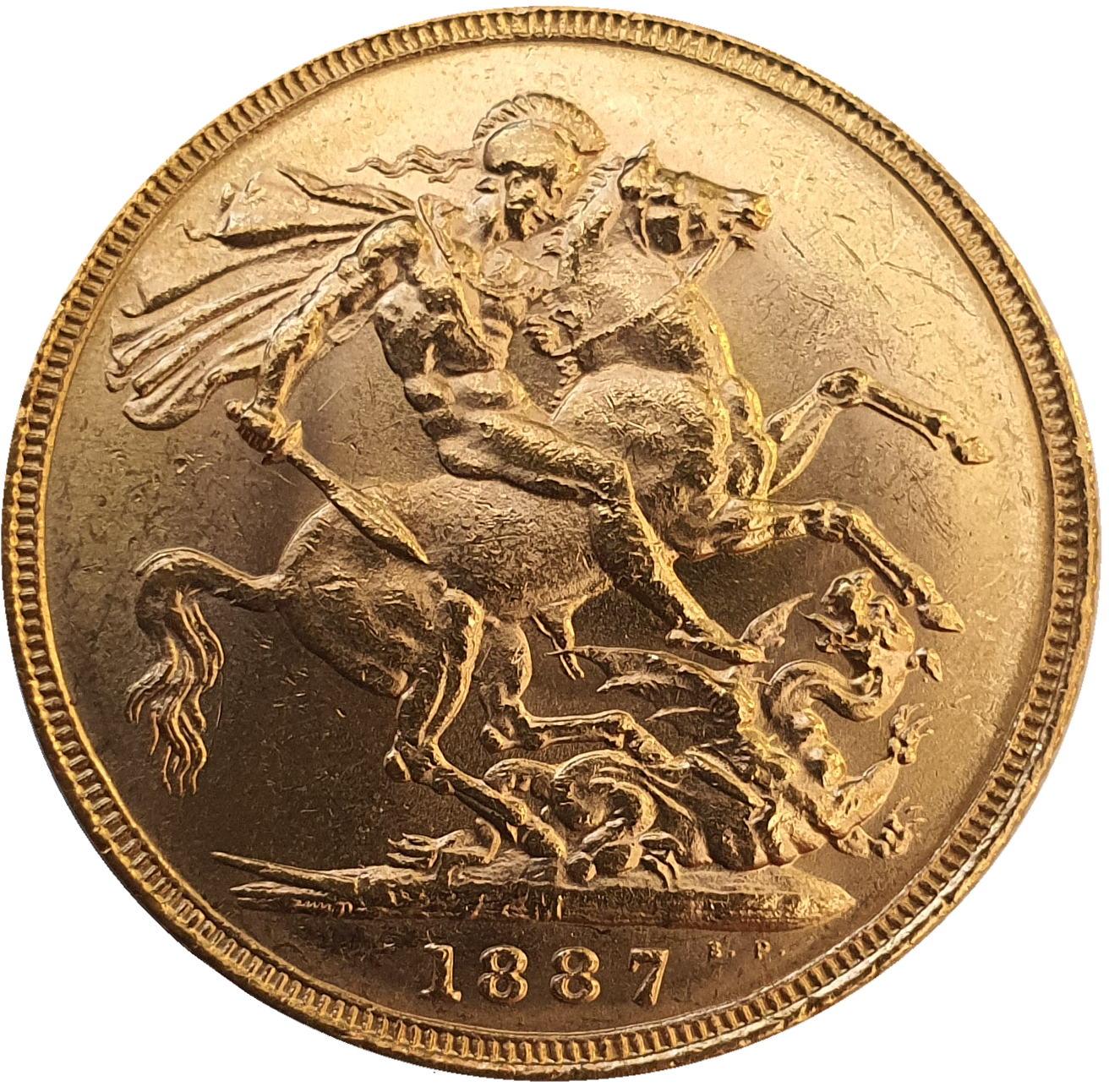 1887-M Queen Victoria Jubilee Head Gold Sovereign - (Second Bust) DISH M8