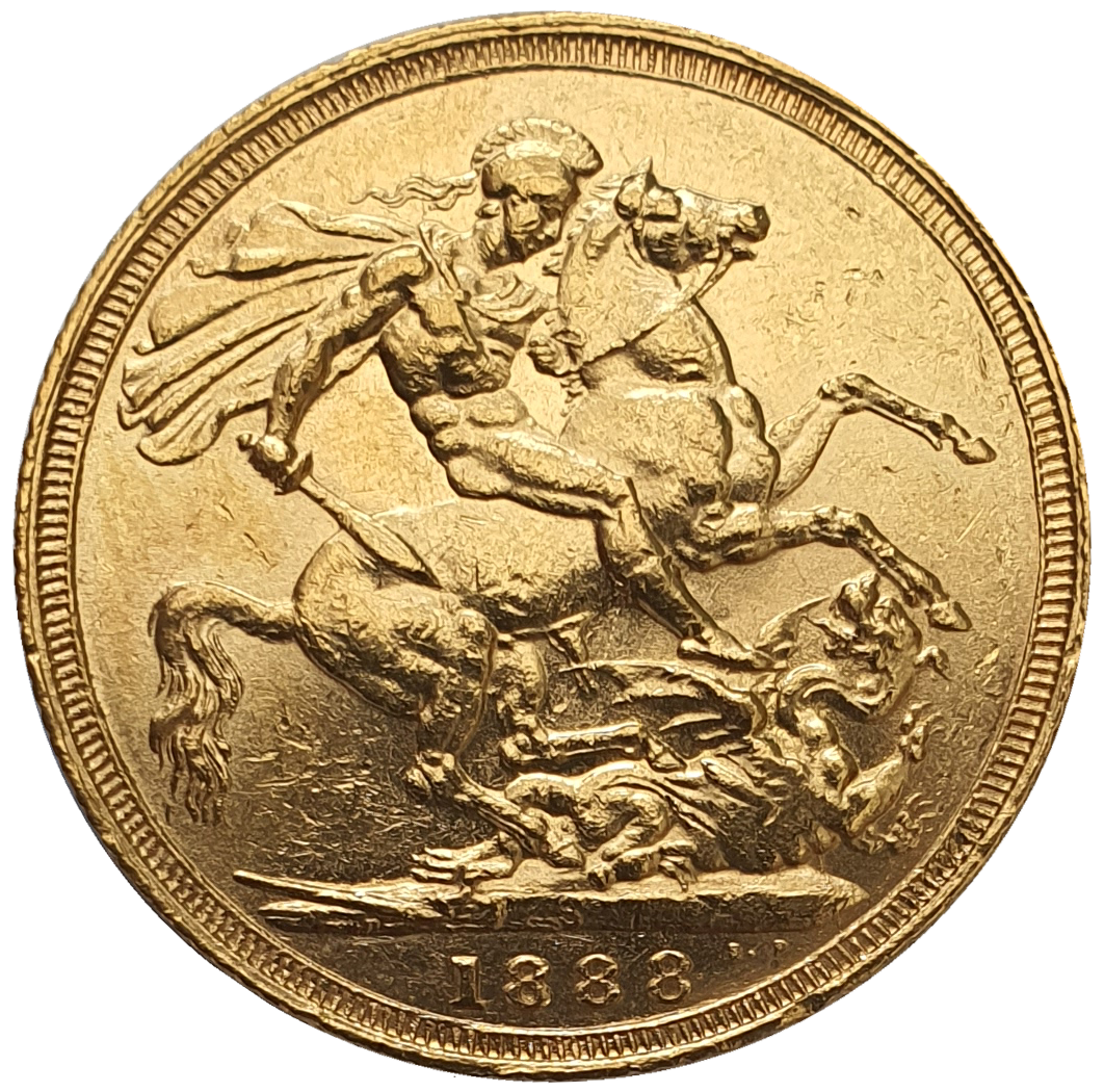 1888-S Queen Victoria Jubilee Head Gold Sovereign - DISH S10