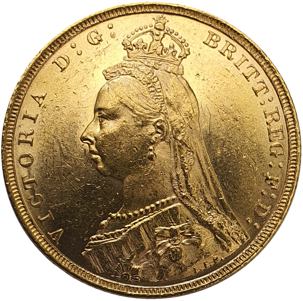 1893-M Queen Victoria Jubilee Head Gold Sovereign - (Second Bust) DISH M18