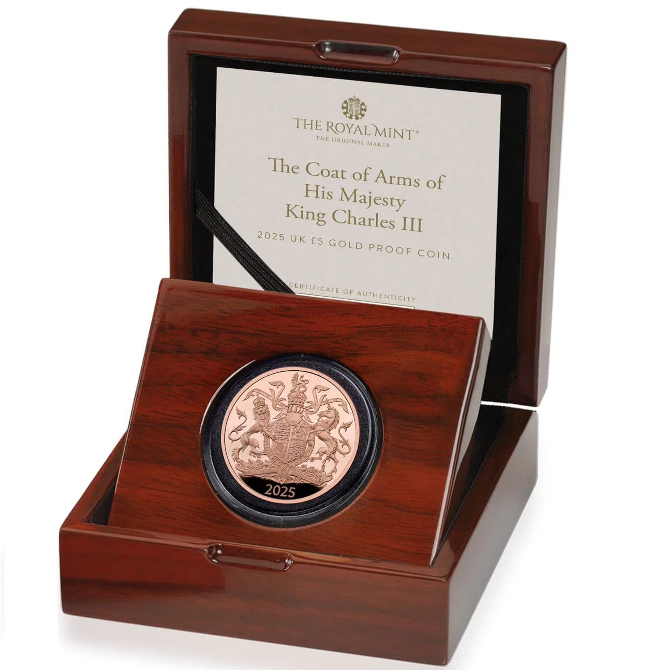 2025 Coat of Arms of His Majesty King Charles III £5 Crown Gold Proof