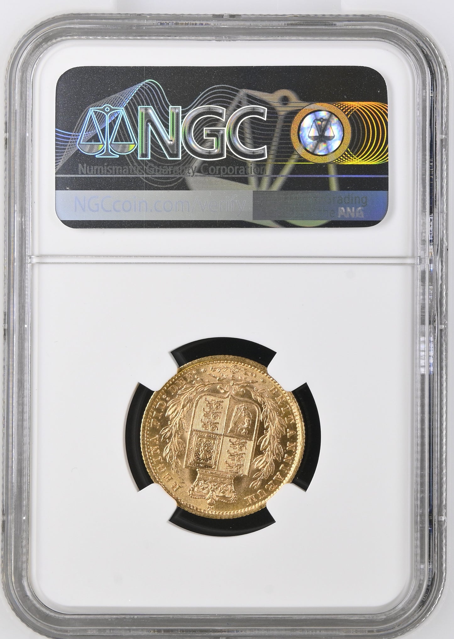 1886-S Queen Victoria Shield Reverse Sovereign - About As Struck