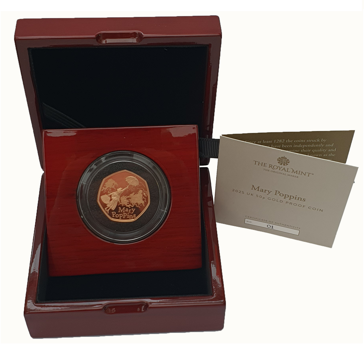 2025 King Charles III 'Mary Poppins' Gold Proof 50P - (Royal Mint Cert No #01)
