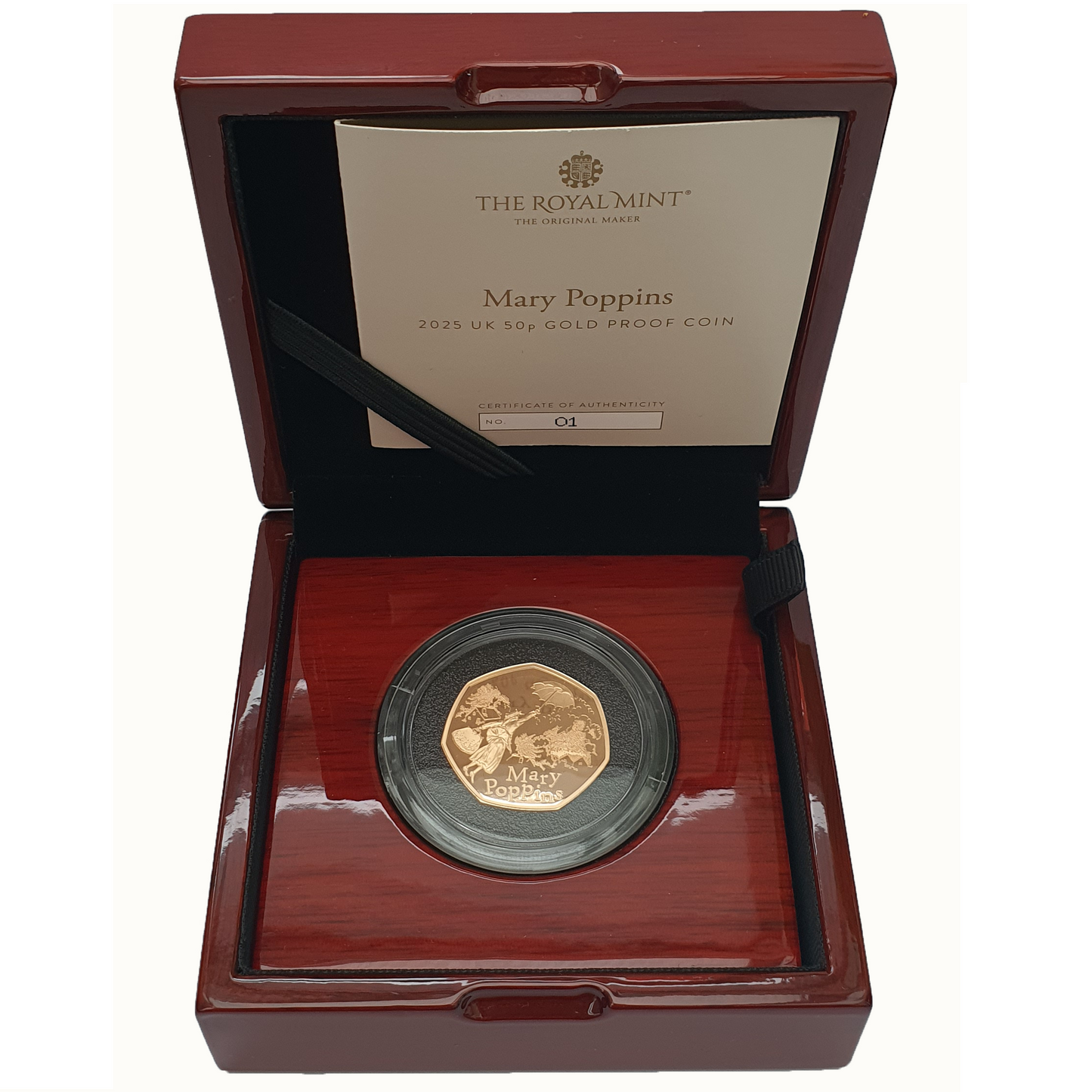 2025 King Charles III 'Mary Poppins' Gold Proof 50P - (Royal Mint Cert No #01)