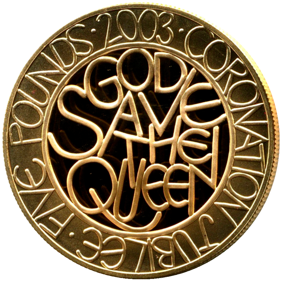 2003 Queen Elizabeth II Coronation Jubilee Gold Proof 5 Pound + Boxed / COA