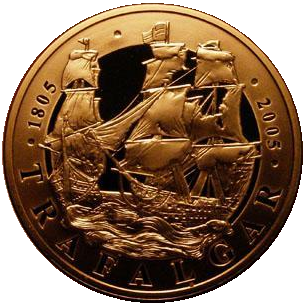 2005 Queen Elizabeth II Trafalgar / Nelson Pair Gold Proof 5 Pounds + Boxed / COA