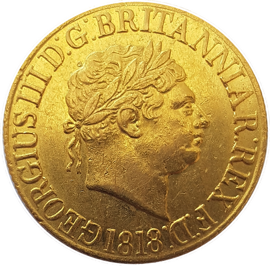 1818 George III Gold Full Sovereign -  'Descending Colon' RARE