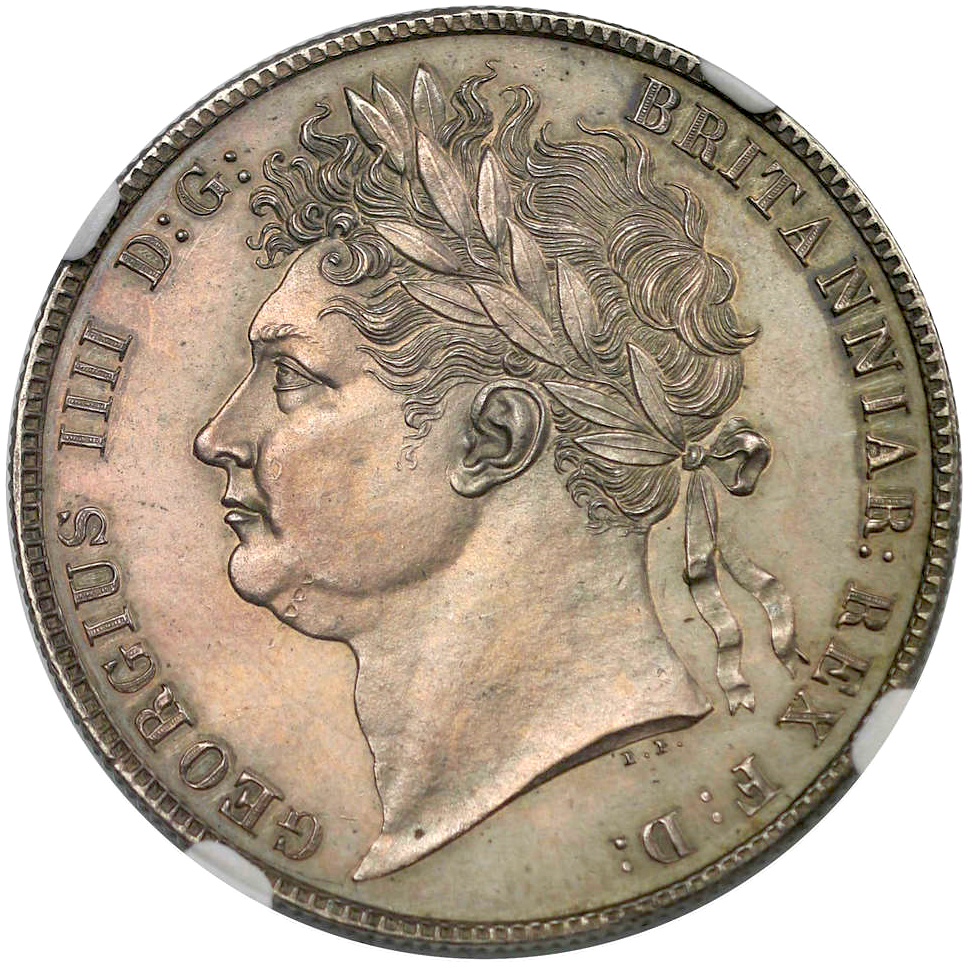 1821 King George IV first laureate head Halfcrown - SUPERB TONED