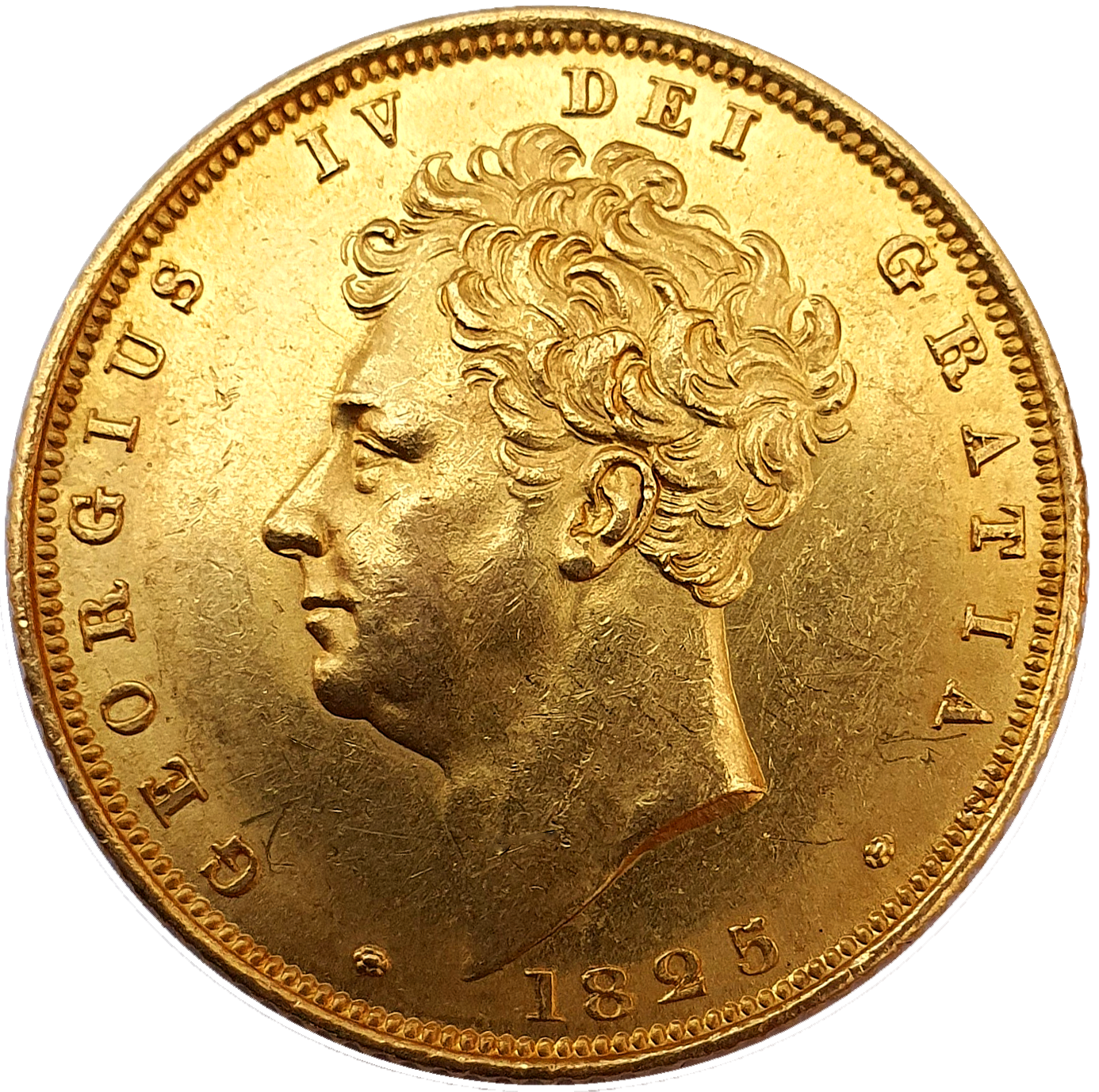 1825 George IV Bare Head Gold Full Sovereign - Prooflike brilliance