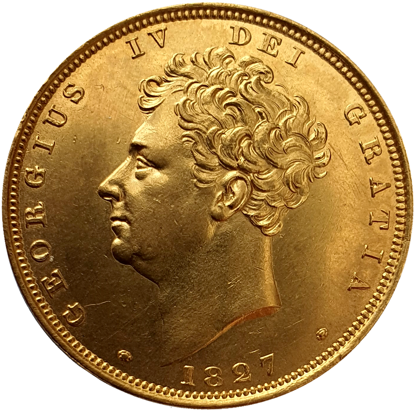 1827 George IIII Bare Head Gold Full Sovereign CHOICE - UNC