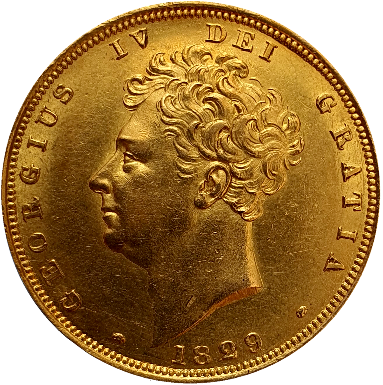 1829 George IIII Bare Head Gold Full Sovereign