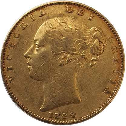 1842 Queen Victoria Shield Reverse Sovereign