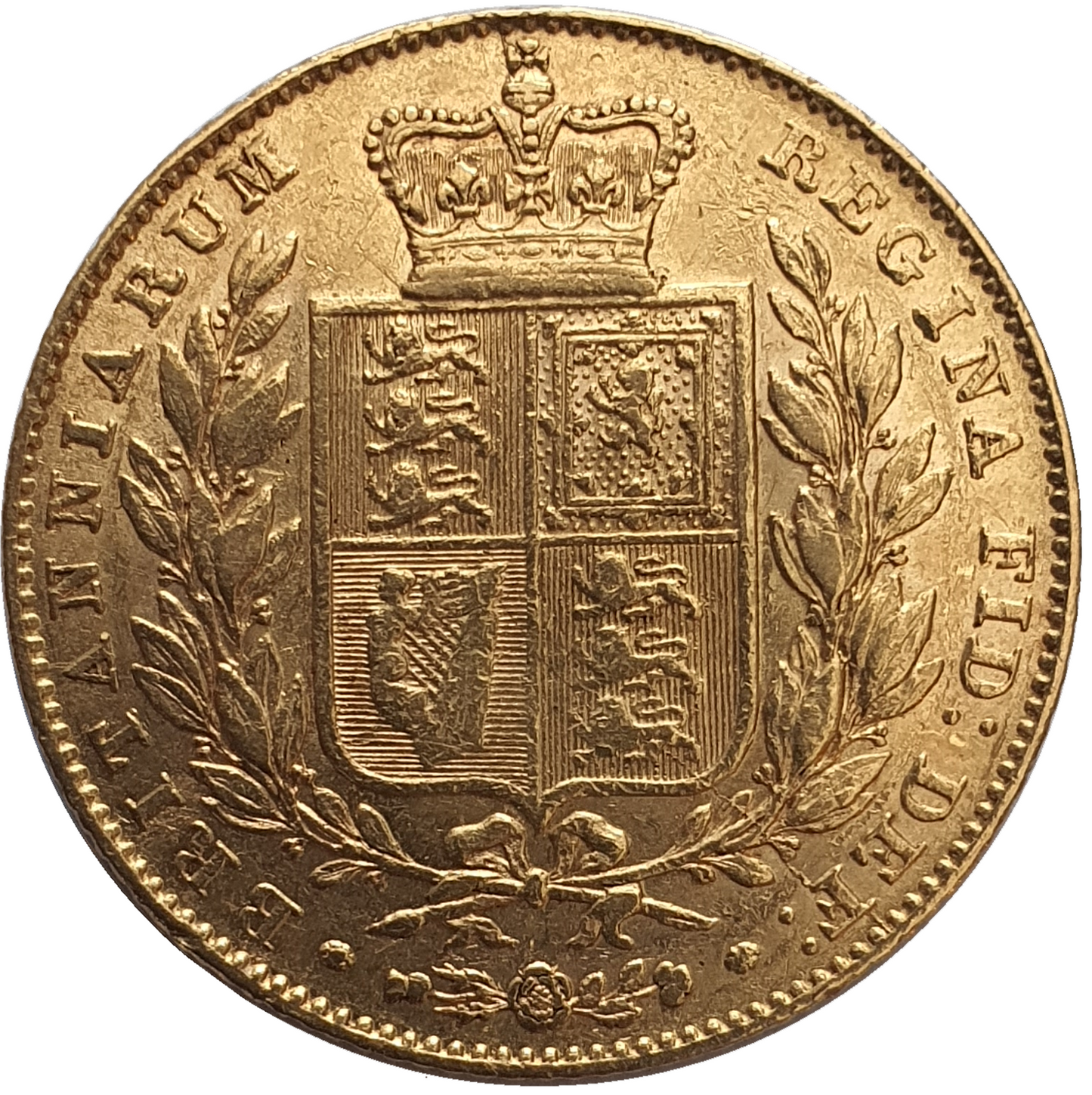 1845 Queen Victoria Shield Reverse Sovereign - high '4' in date