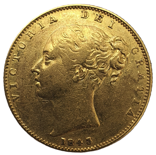 1843 Queen Victoria Shield Reverse Sovereign
