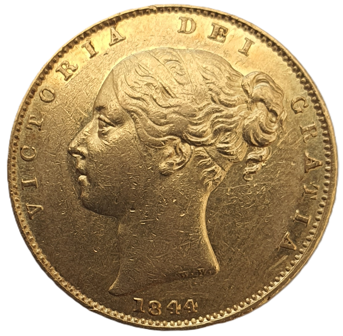 1844 Queen Victoria Shield Reverse Sovereign - narrow date