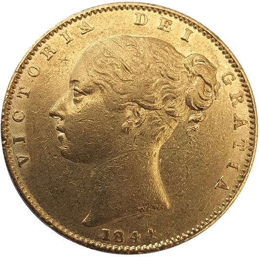 1844 Queen Victoria Shield Reverse Sovereign - wide date