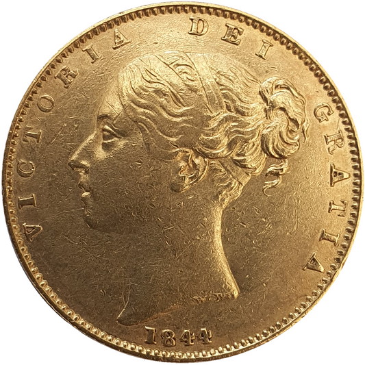 1844 Queen Victoria Shield Reverse Sovereign - Narrow Date