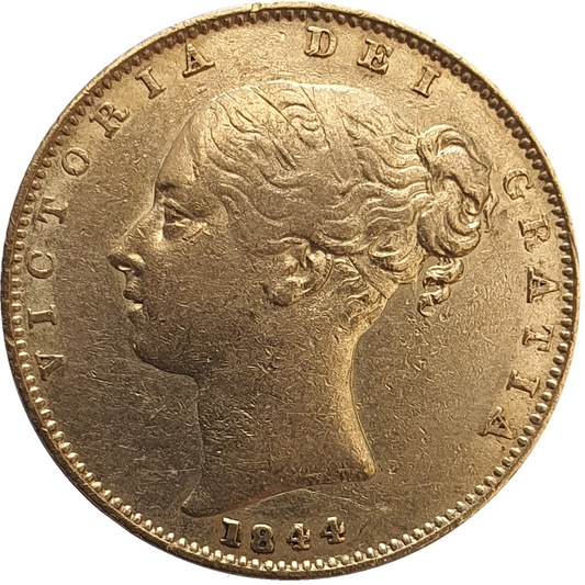 1844 Queen Victoria Shield Reverse Sovereign - narrow date
