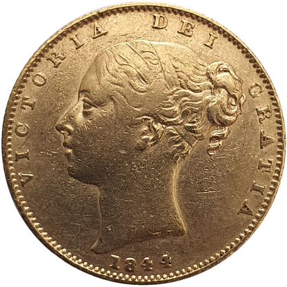 1844 Queen Victoria Shield Reverse Sovereign - Scarce Small '44' in date