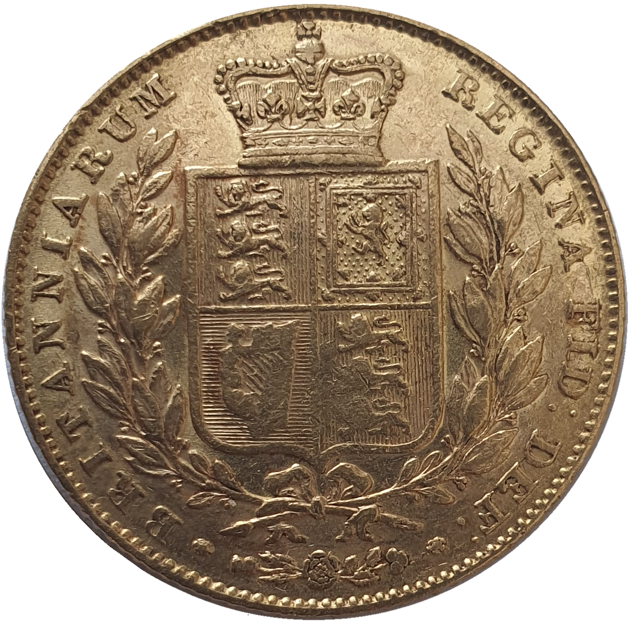 1844 Queen Victoria Shield Reverse Sovereign - wide date