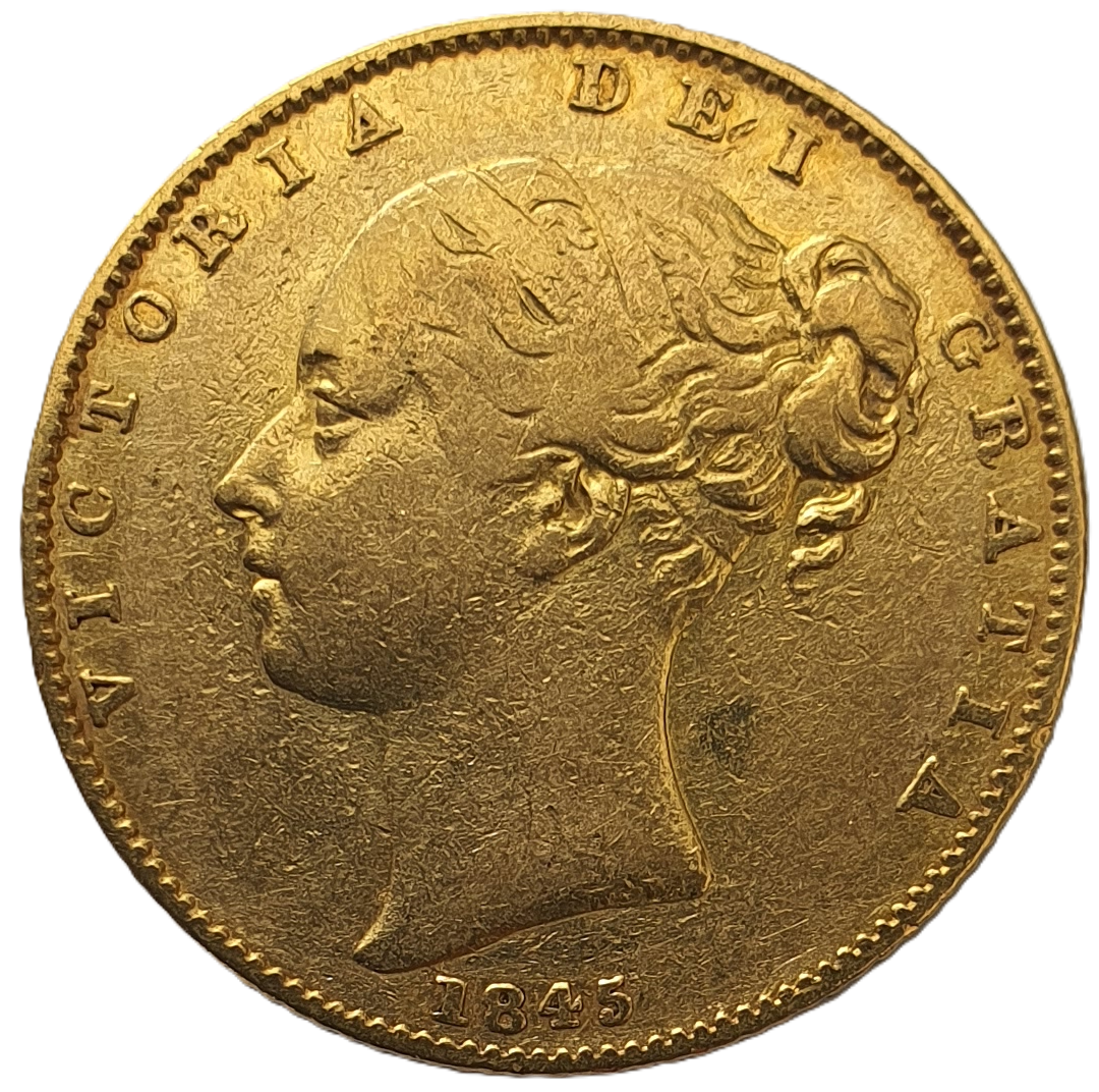 1845 Queen Victoria Shield Reverse Sovereign