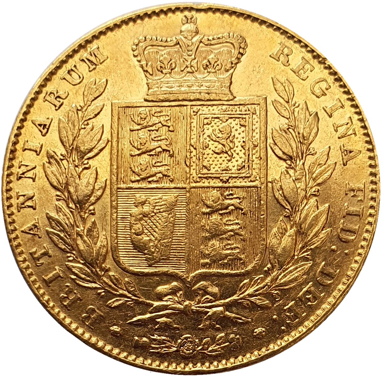 1845 Queen Victoria Shield Reverse Sovereign - narrow date