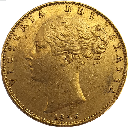 1846 Queen Victoria Shield Reverse Sovereign