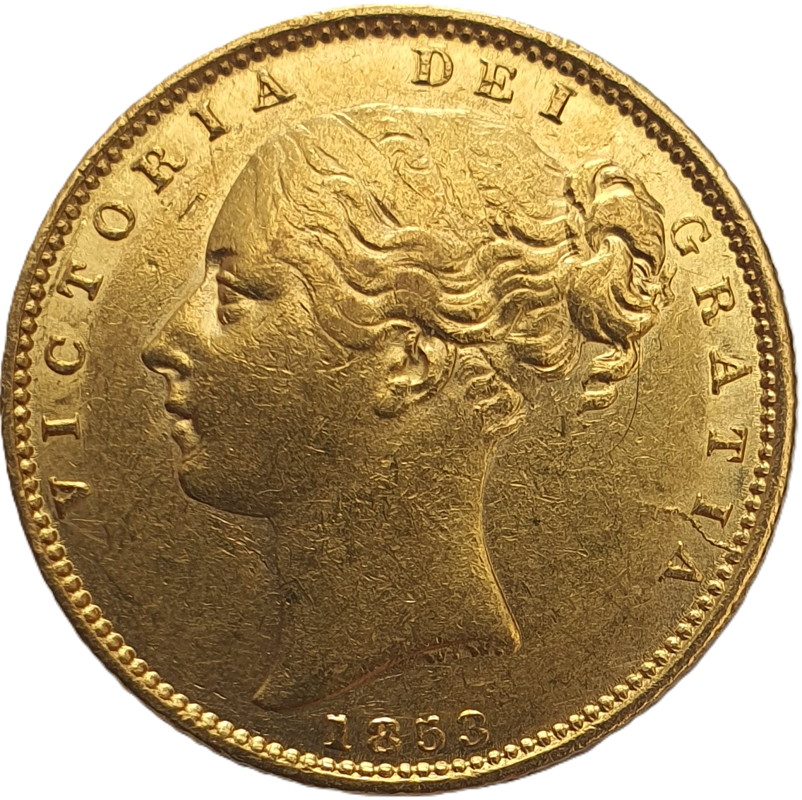 1853 Queen Victoria Shield Reverse Sovereign