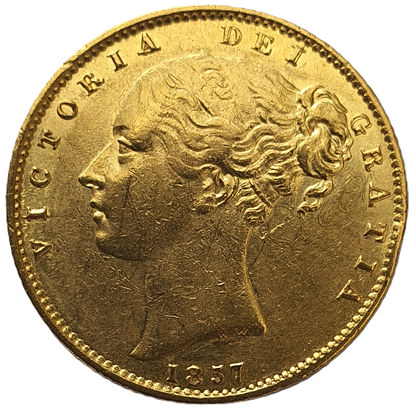 1857 Queen Victoria Shield Reverse Sovereign
