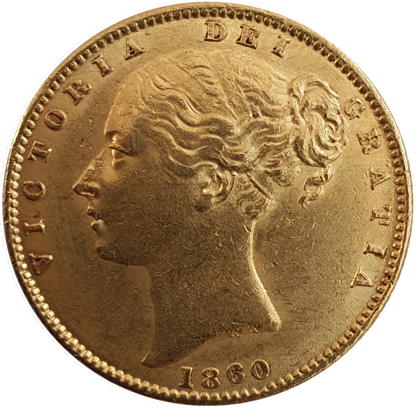 1860 Queen Victoria Shield Reverse Sovereign