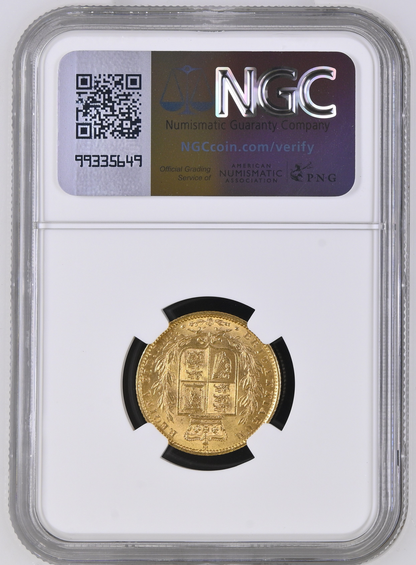 1861 Queen Victoria Shield Reverse Sovereign NGC MS-62