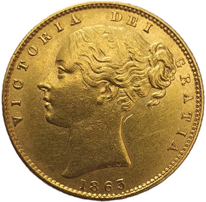 1863 Queen Victoria Shield Reverse Sovereign - #Die No12