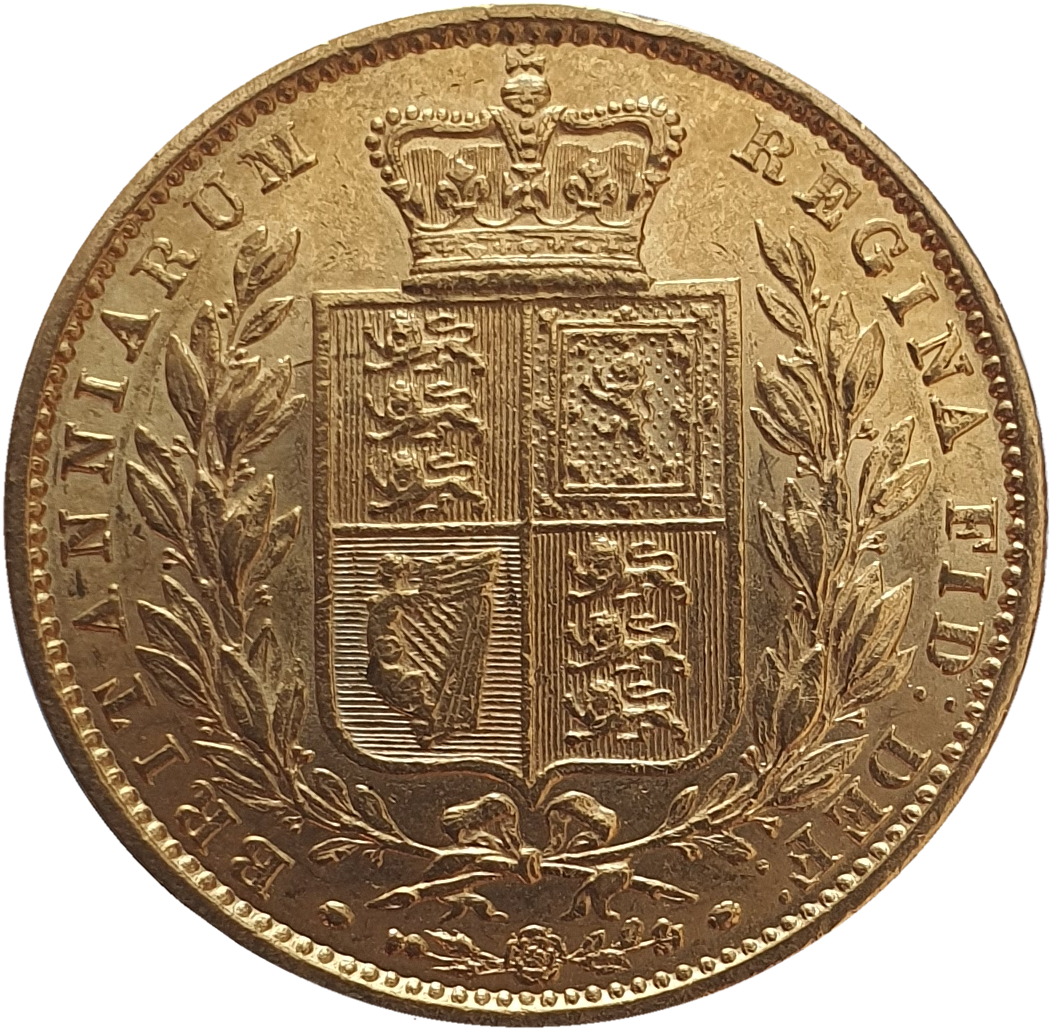 1863 Queen Victoria Shield Reverse Sovereign - No Die
