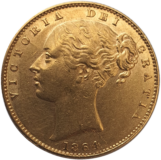 1864 Queen Victoria Shield Reverse Sovereign - #Die No25