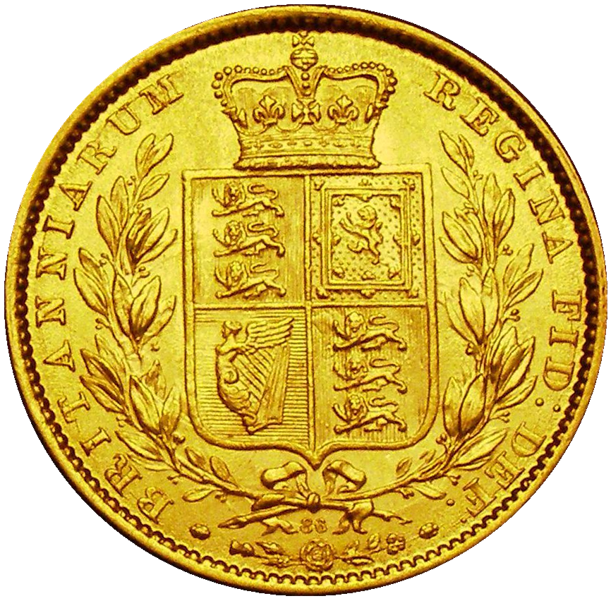 1864 Queen Victoria Shield Reverse Sovereign - #Die No86