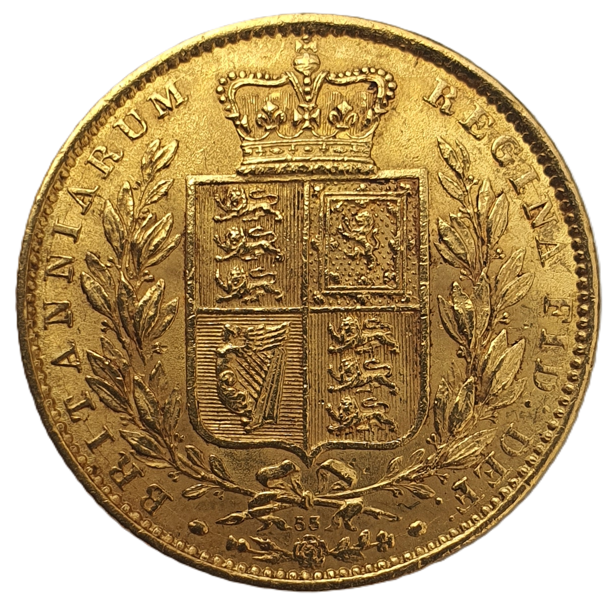 1864 Queen Victoria Shield Reverse Sovereign - #Die No53