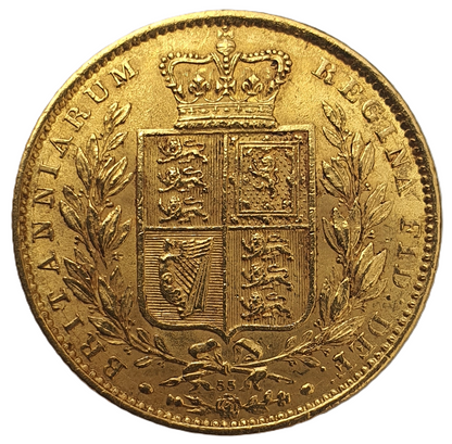 1864 Queen Victoria Shield Reverse Sovereign - #Die No53